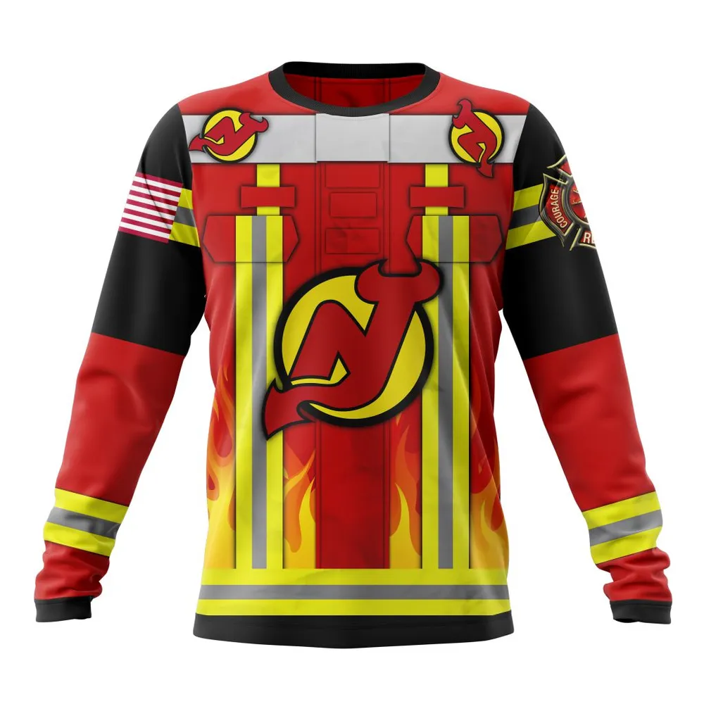 New Jersey Devils Honnor Firefighter Uniform V0622 Long Sleeved Sweatshirt 