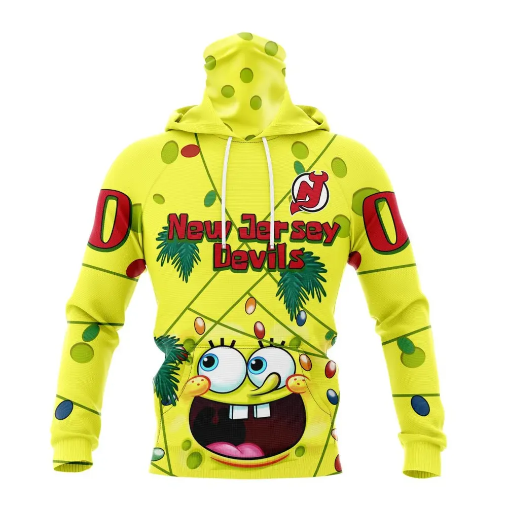 New Jersey Devils | Specialized Jersey With Spongebob V0122 Mask Hoodie