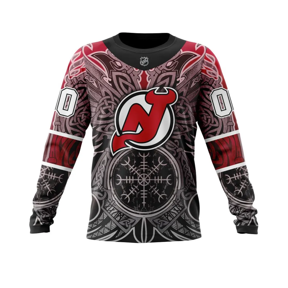 New Jersey Devils | Specialized Norse Viking Symbols St2201 Long Sleeved Sweatshirt 