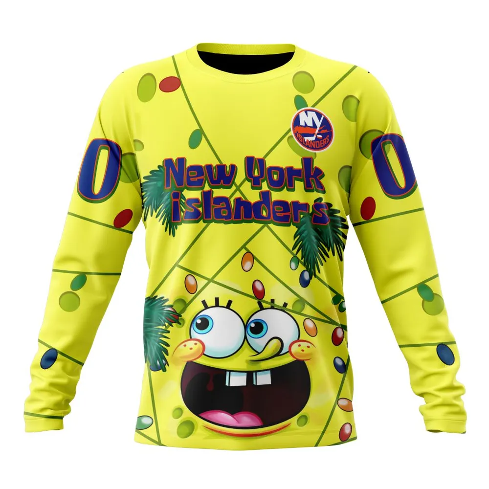 New York Islanders | Specialized Jersey With Spongebob V0122 Long Sleeved Sweatshirt 