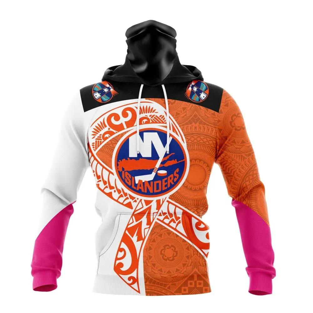 New York Islanders | Specialized Samoa Fights Cancer Jersey Mask Hoodie