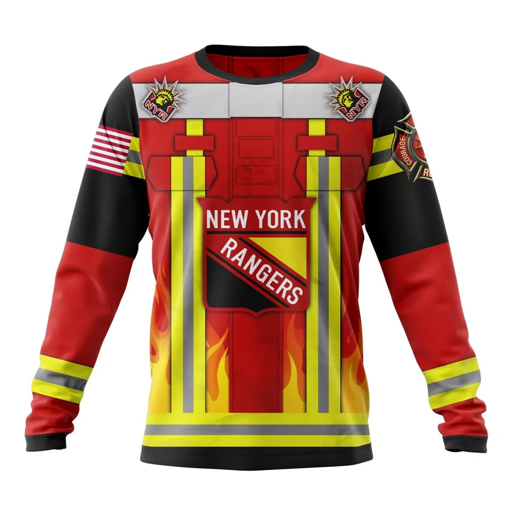 New York Rangers Honnor Firefighter Uniform V0622 Long Sleeved Sweatshirt 