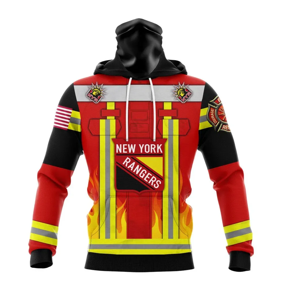 New York Rangers Honnor Firefighter Uniform V0622 Mask Hoodie