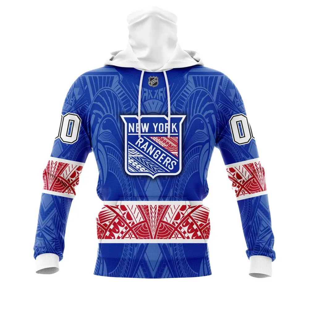 New York Rangers | Specialized Native With Samoa Culture V0222 Mask Hoodie