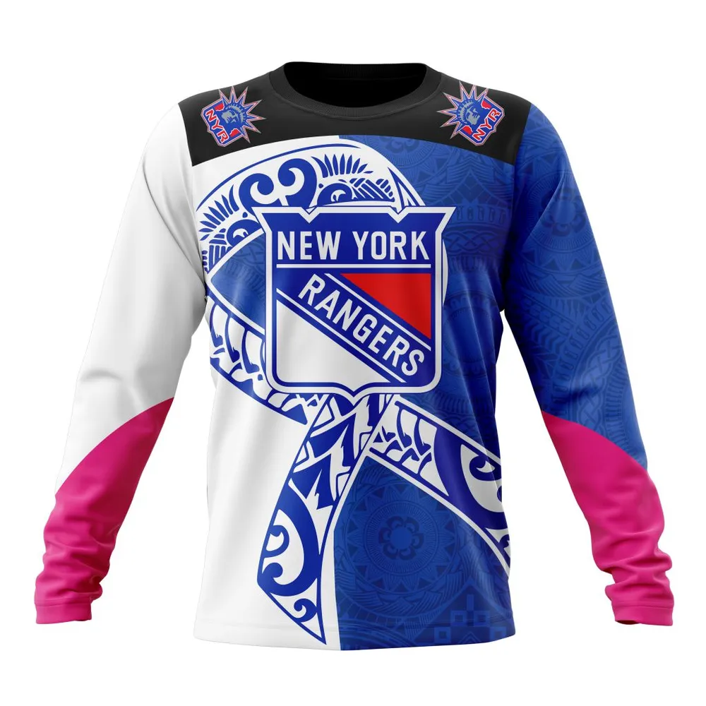 New York Rangers | Specialized Samoa Fights Cancer Jersey Long Sleeved Sweatshirt 