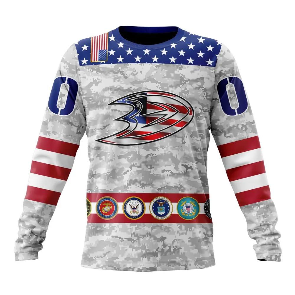 NHL Anaheim Ducks Armed Forces Appreciation St2201 Long Sleeved Sweatshirt 