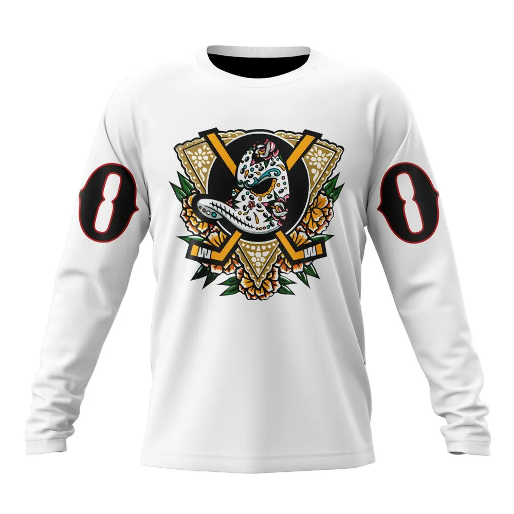 NHL Anaheim Ducks Dia De Muertos Night Long Sleeved Sweatshirt 