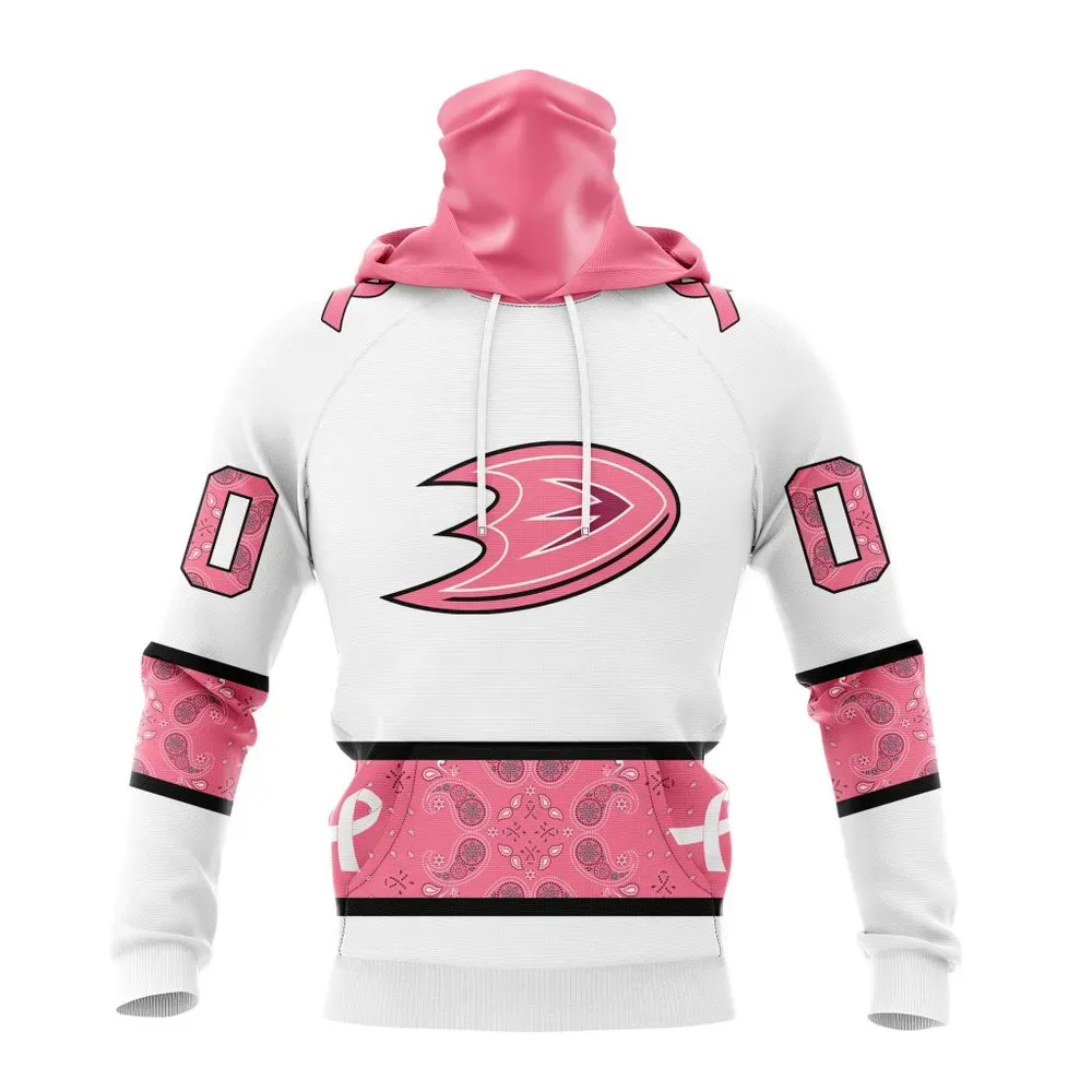 NHL Anaheim Ducks In Classic Style With Paisley! In October We Wear Pink Breast Cancer Mask Hoodie