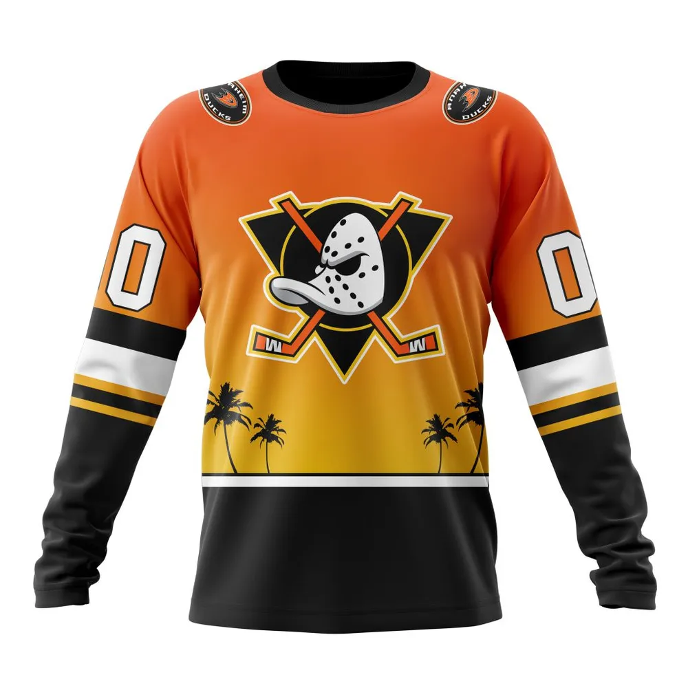 NHL Anaheim Ducks Personalize Gradient Series Concept St2301 Long Sleeved Sweatshirt 