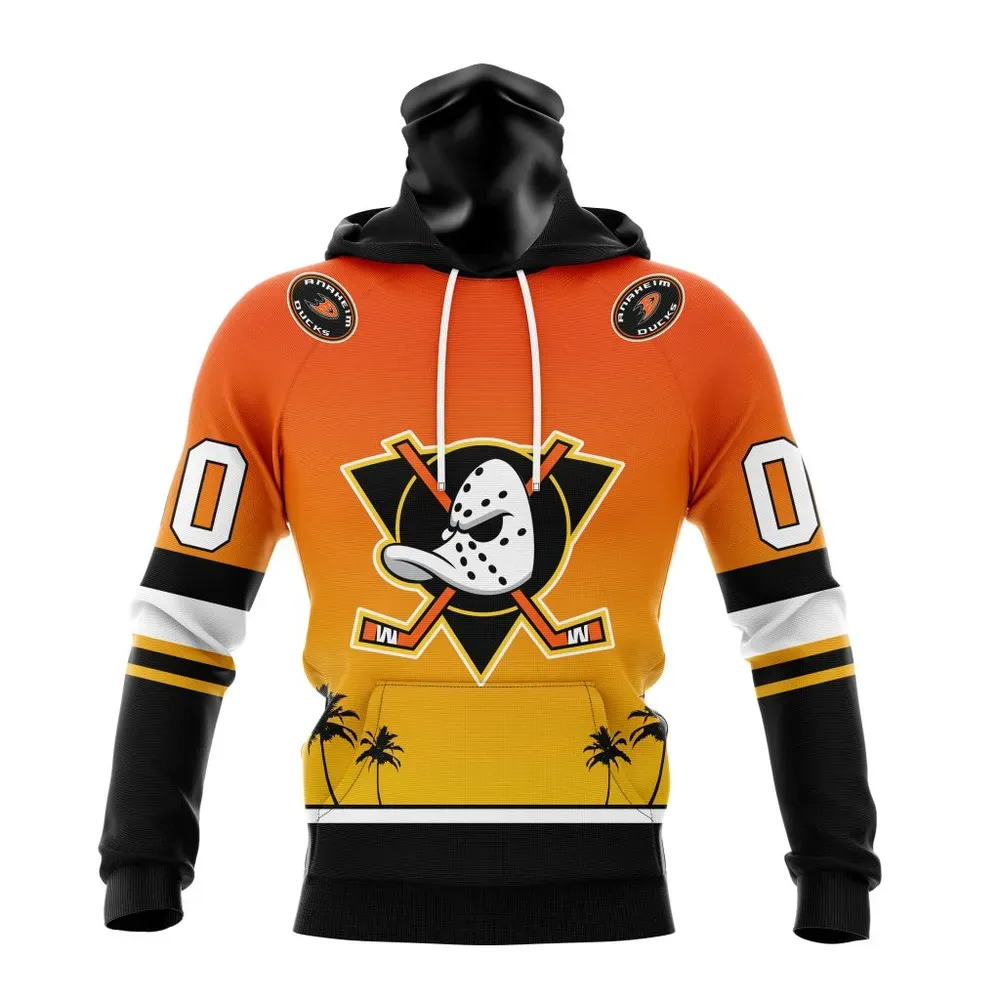 NHL Anaheim Ducks Personalize Gradient Series Concept St2301 Mask Hoodie