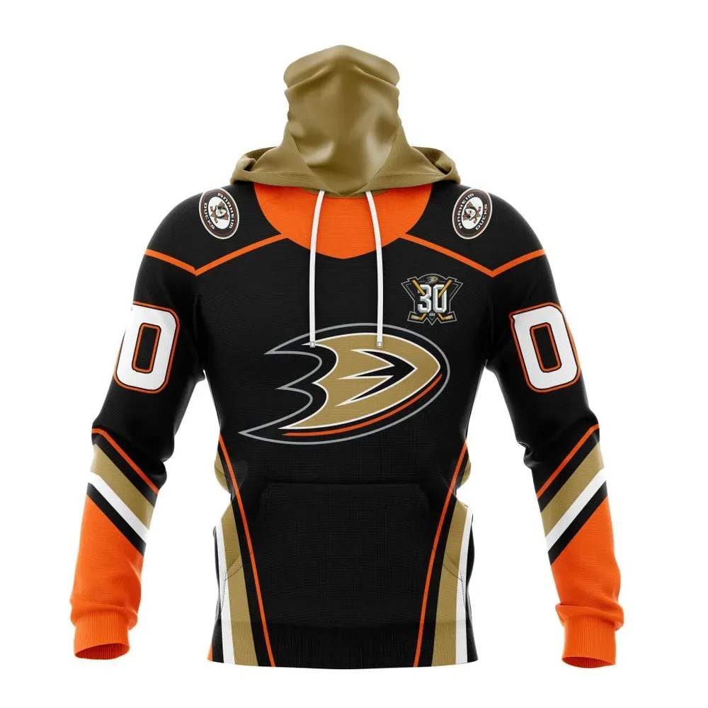 NHL Anaheim Ducks Personalized Home With 30Th Anniversary Logo Mask Hoodie