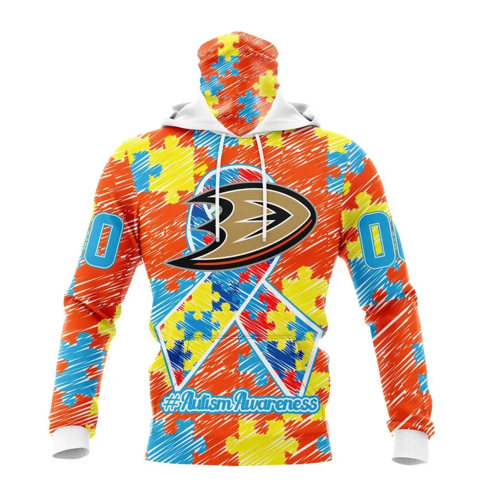 NHL Anaheim Ducks Special Autism Awareness Design St2201 Mask Hoodie