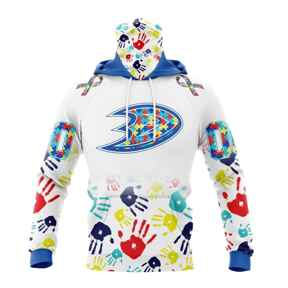 NHL Anaheim Ducks Special Autism Awareness Design St2203 Mask Hoodie