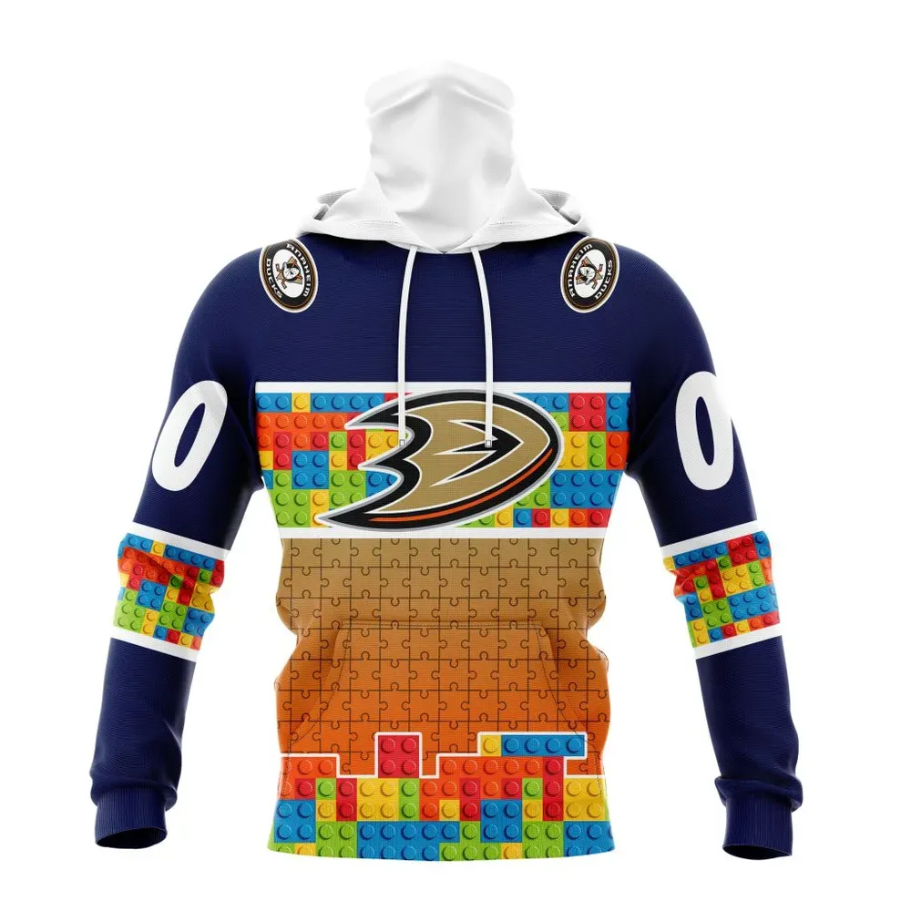 NHL Anaheim Ducks Special Autism Awareness Design V2301 Mask Hoodie