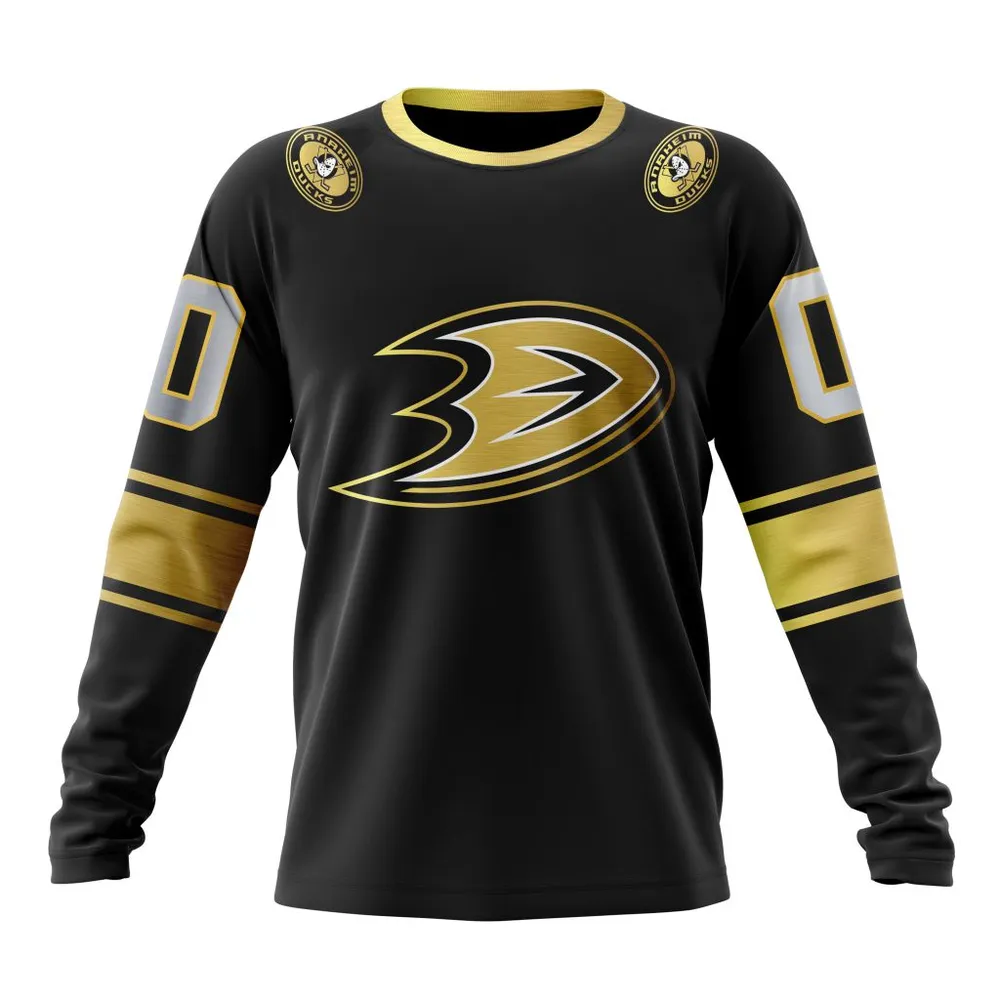 NHL Anaheim Ducks Special Black And Gold Design St2401 Long Sleeved Sweatshirt 