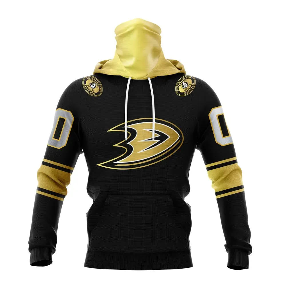 NHL Anaheim Ducks Special Black And Gold Design St2401 Mask Hoodie