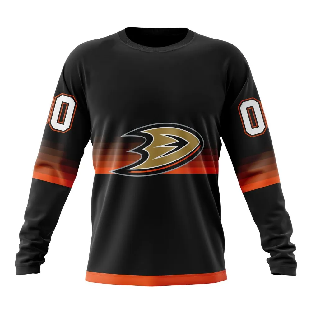 NHL Anaheim Ducks Special Black And Gradient Design St2301 Long Sleeved Sweatshirt 