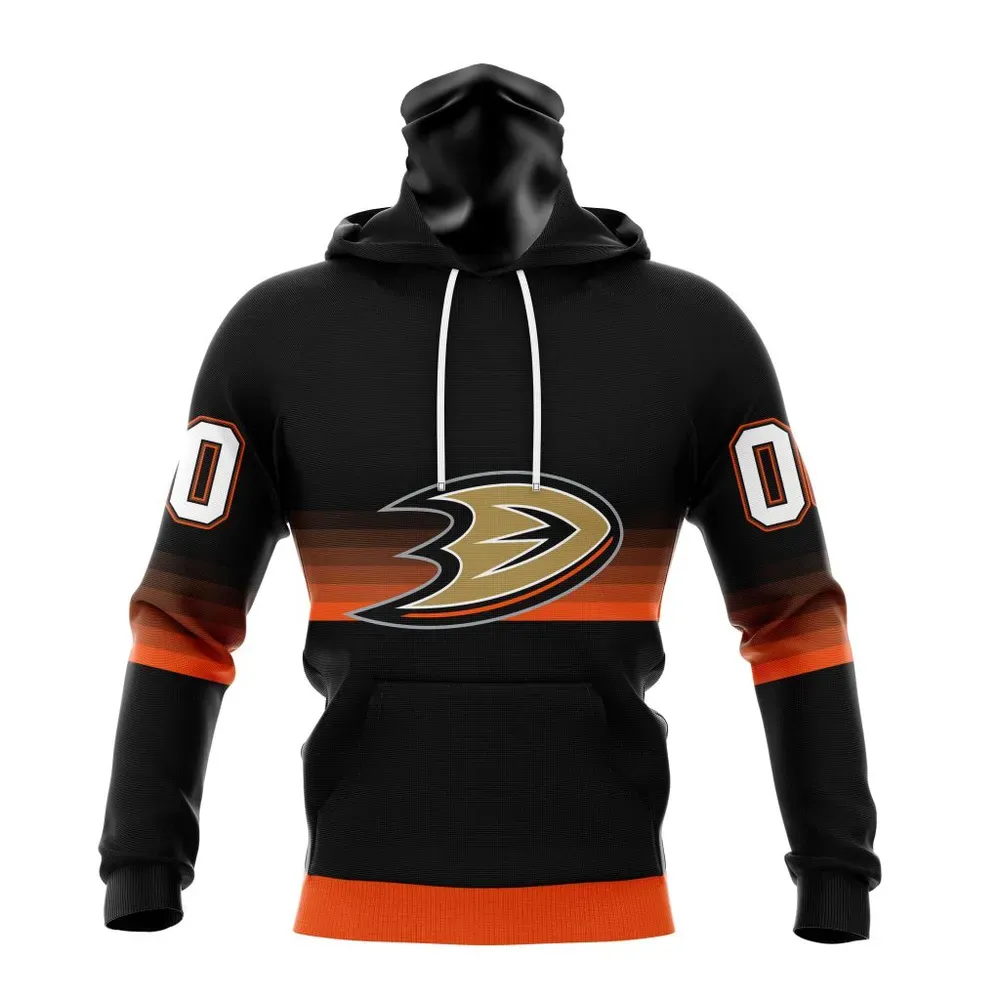 NHL Anaheim Ducks Special Black And Gradient Design St2301 Mask Hoodie