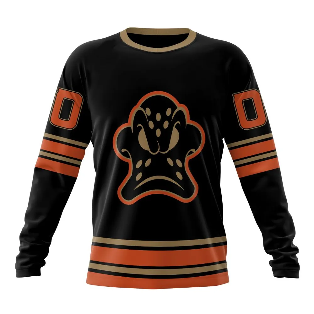 NHL Anaheim Ducks Special Blackout Design St2401 Long Sleeved Sweatshirt 