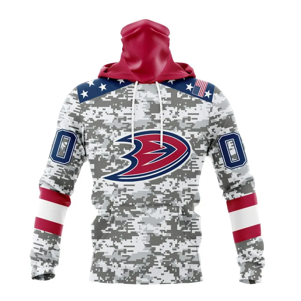 NHL Anaheim Ducks Special Camo Design For Veterans Day St2301 Mask Hoodie