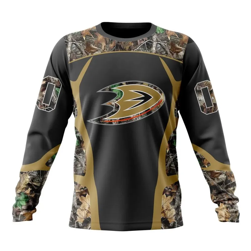 NHL Anaheim Ducks Special Camo Hunting Design V2302 Long Sleeved Sweatshirt 