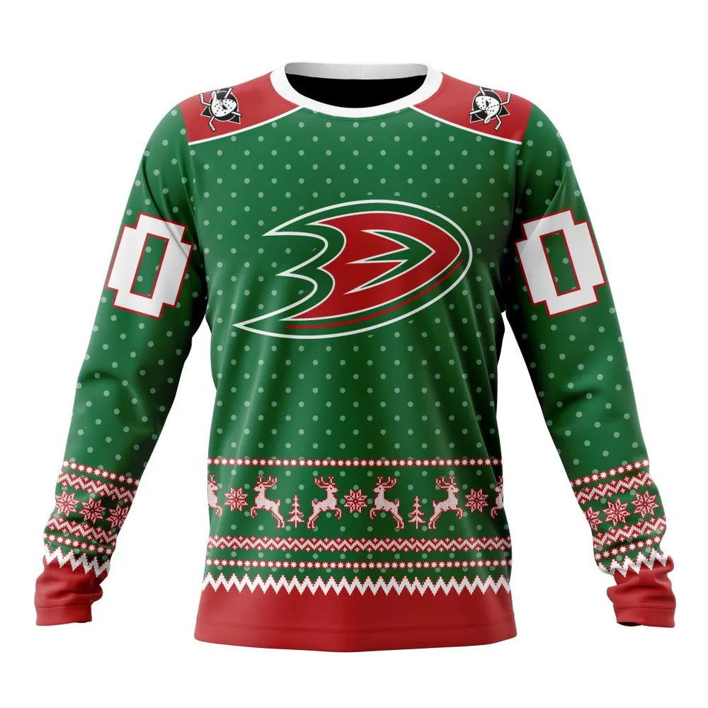 NHL Anaheim Ducks Special Christmas Apparel St2201 Long Sleeved Sweatshirt 