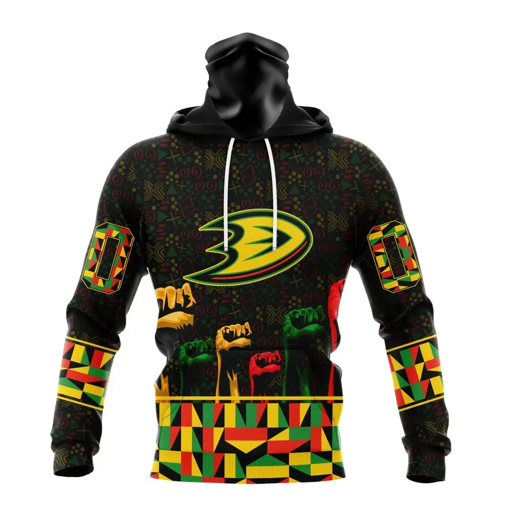 NHL Anaheim Ducks Special Design Celebrate Black History Month St2201 Mask Hoodie