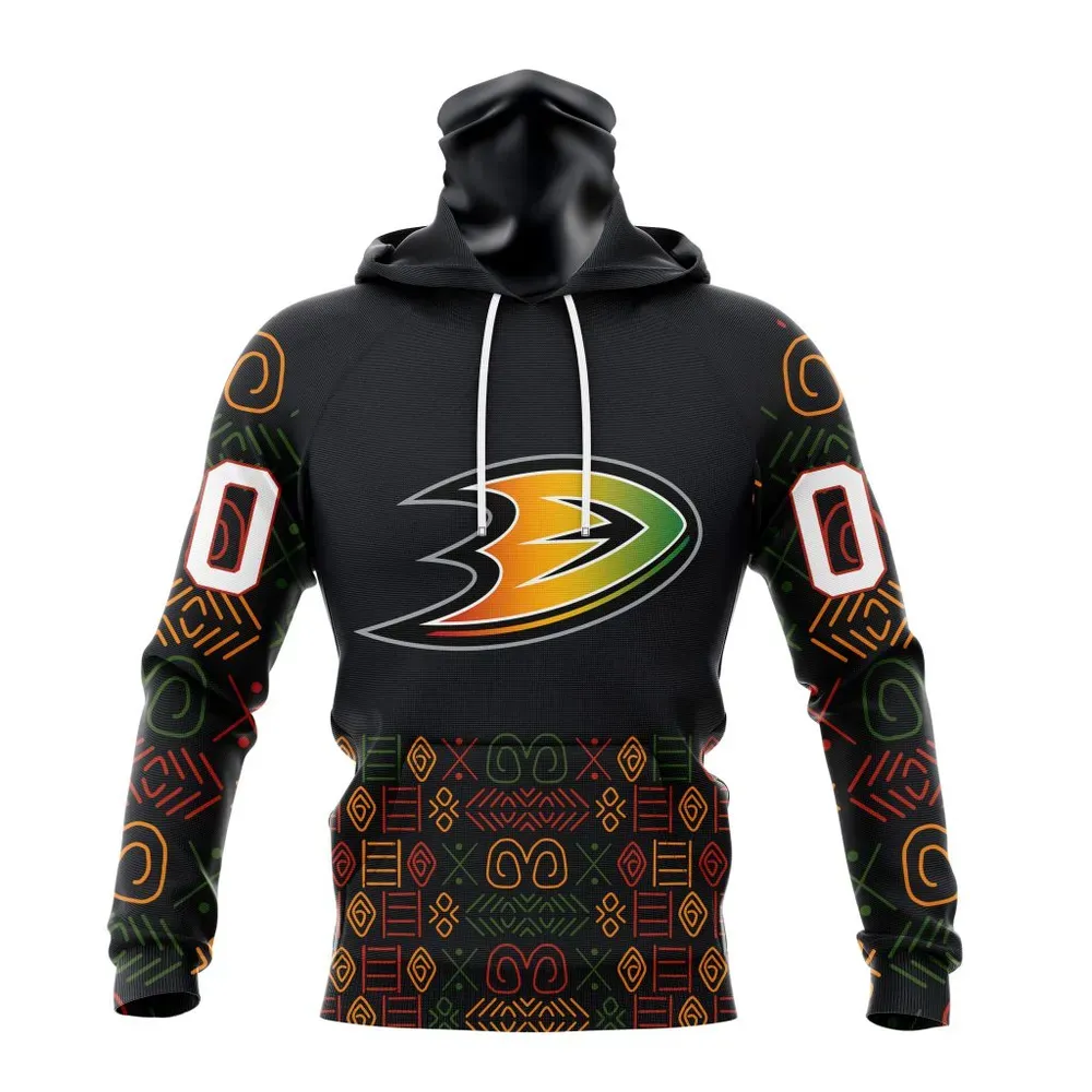 NHL Anaheim Ducks Special Design For Black History Month St2401 Mask Hoodie