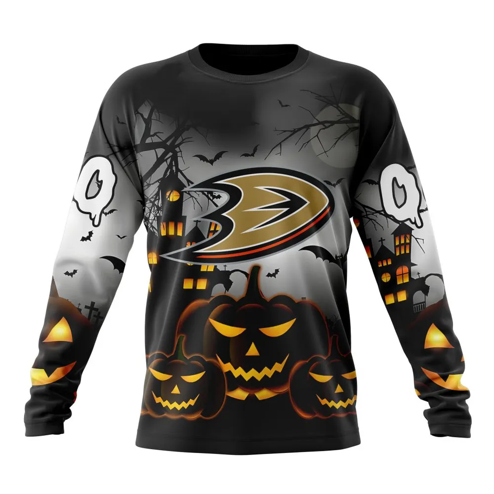 NHL Anaheim Ducks Special Design For Halloween St2302 Long Sleeved Sweatshirt 