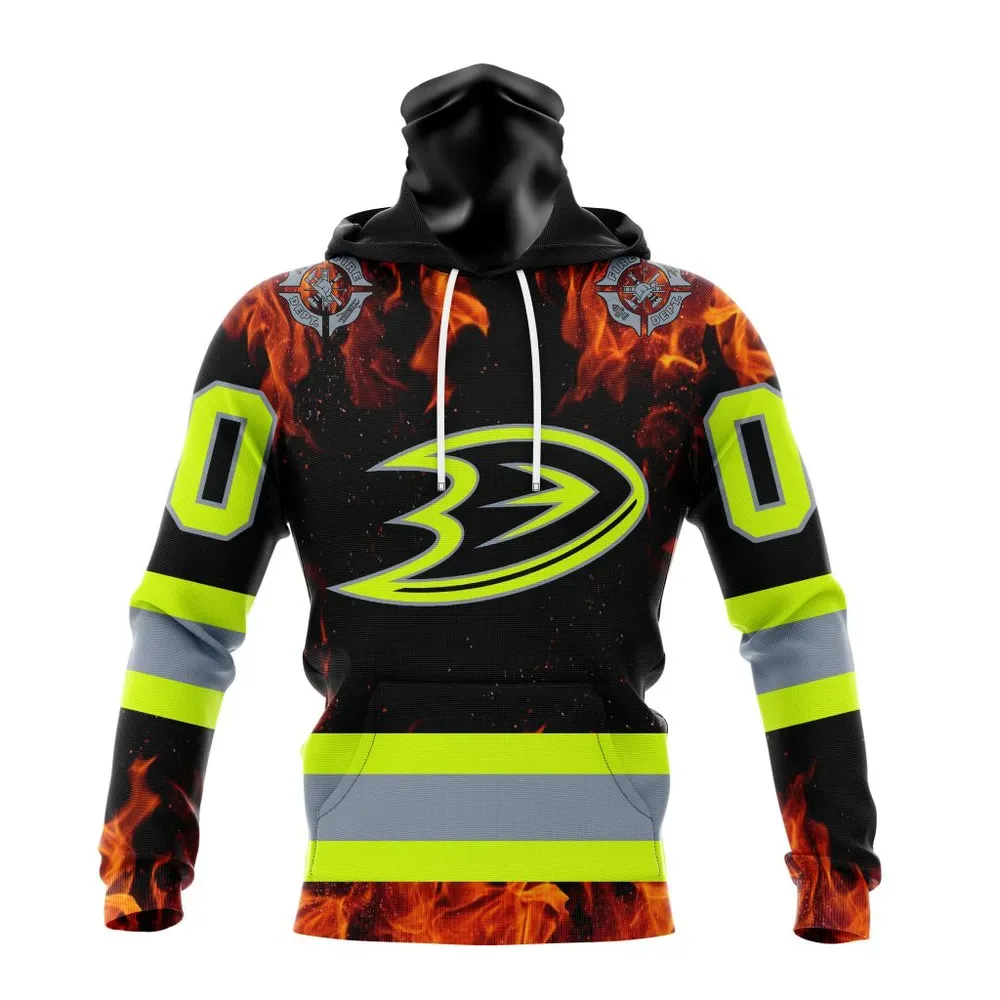 NHL Anaheim Ducks Special Design Honoring Firefighters St2401 Mask Hoodie