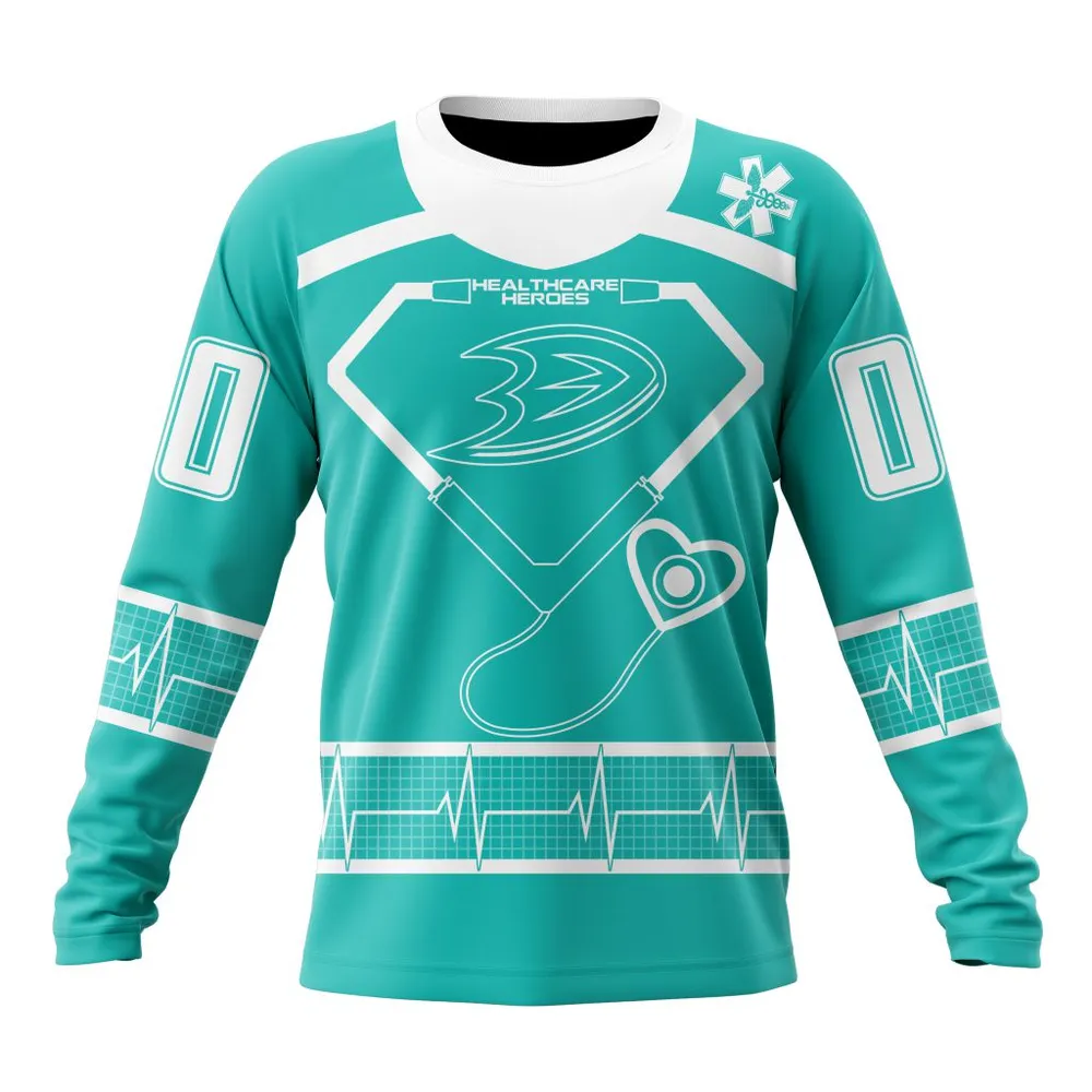 NHL Anaheim Ducks Special Design Honoring Healthcare Heroes St2301 Long Sleeved Sweatshirt 