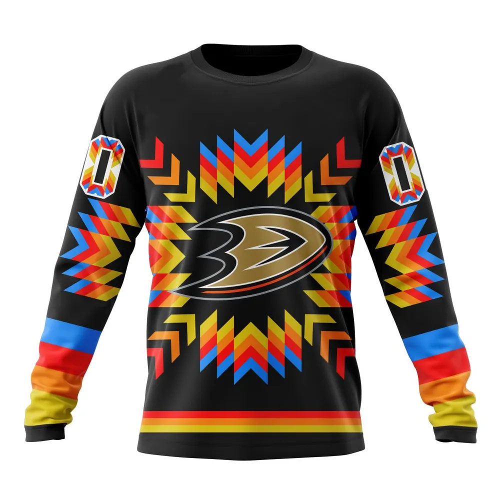 NHL Anaheim Ducks Special Design With Native Pattern St2306 Long Sleeved Sweatshirt 