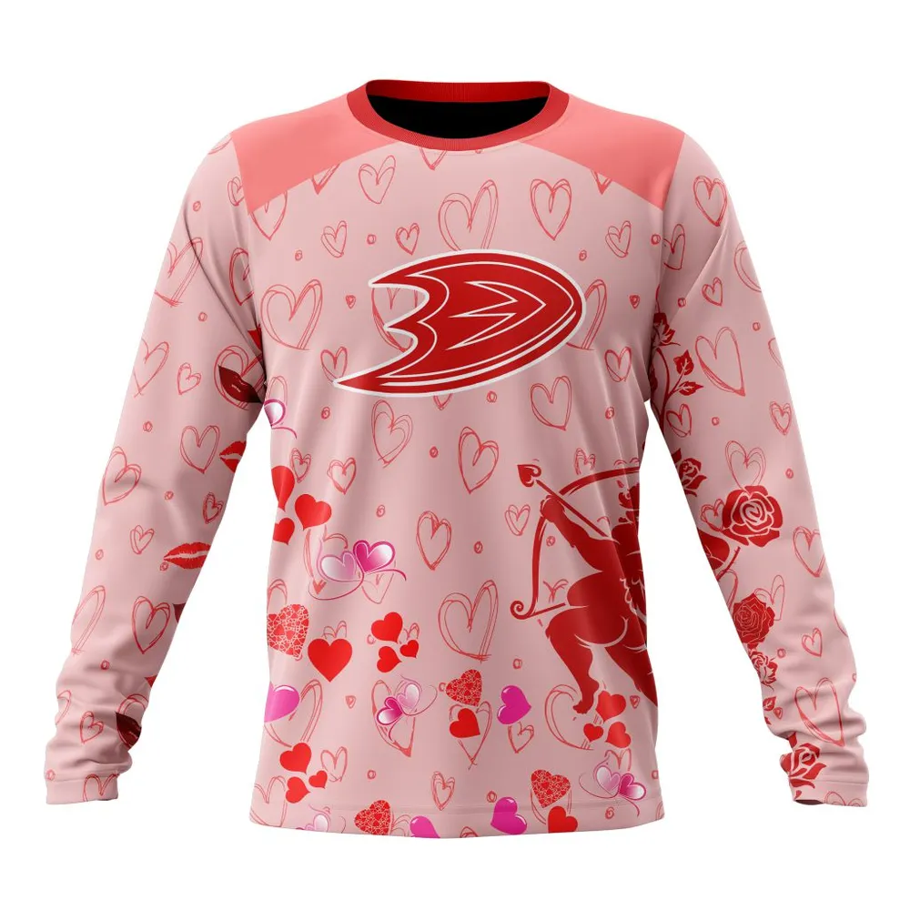 NHL Anaheim Ducks Special Gift For Valentines Day St2402 Long Sleeved Sweatshirt 