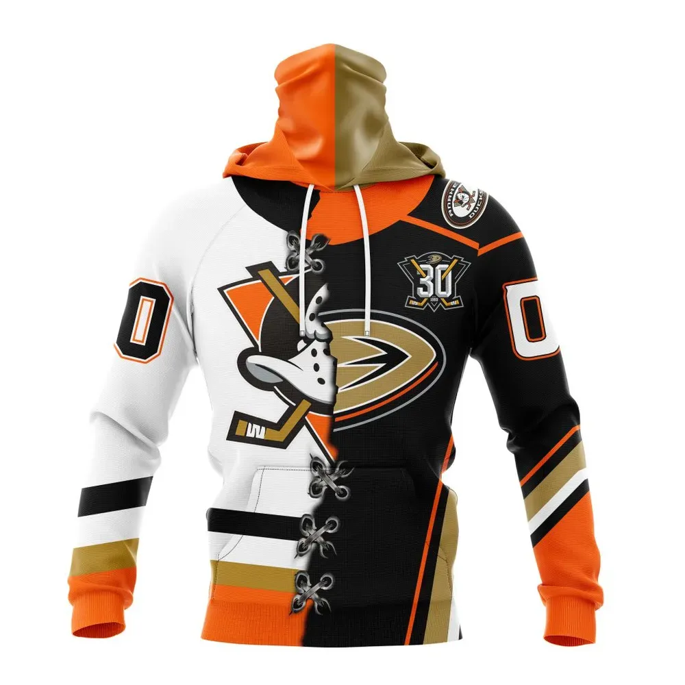 NHL Anaheim Ducks Special Home Mix Reverse Retro Personalized Kits Mask Hoodie