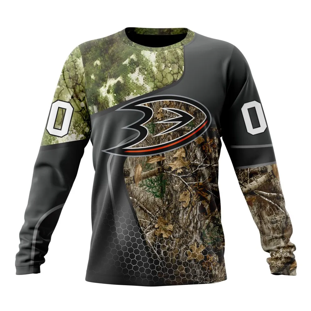 NHL Anaheim Ducks Special Hunting Camo Design St2302 Long Sleeved Sweatshirt 