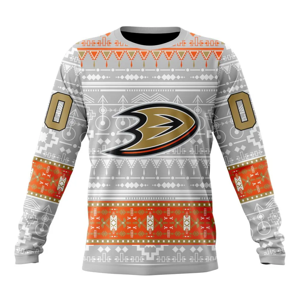 NHL Anaheim Ducks Special Native Design St2302 Long Sleeved Sweatshirt 