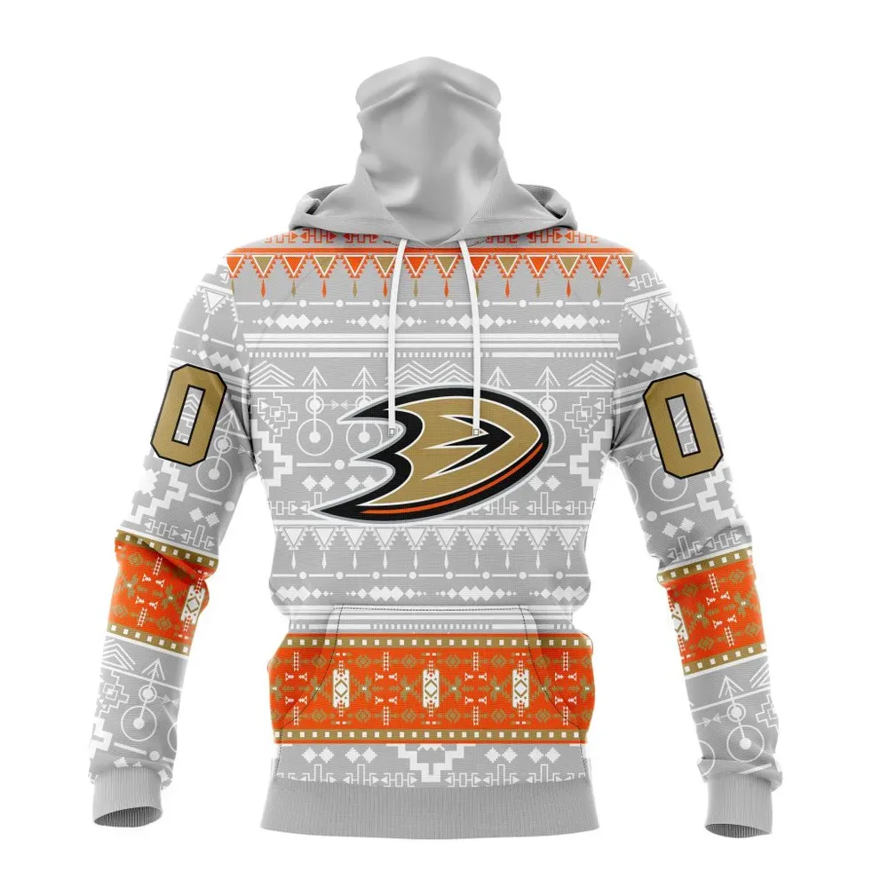 NHL Anaheim Ducks Special Native Design St2302 Mask Hoodie