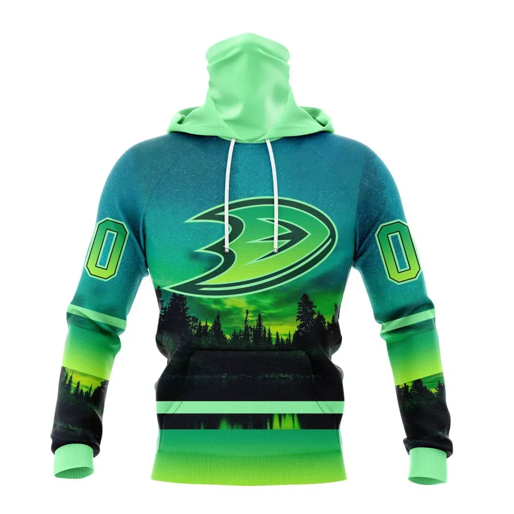 NHL Anaheim Ducks Special Northern Lights Design St2302 Mask Hoodie