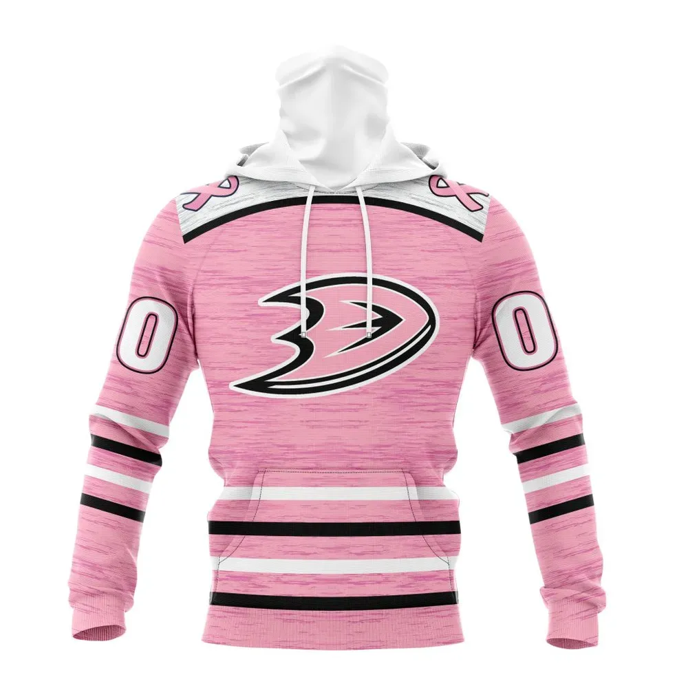 NHL Anaheim Ducks Special Pink Fight Breast Cancer Design St2304 Mask Hoodie