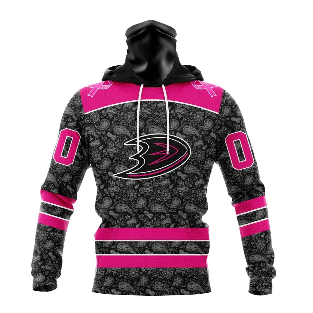 NHL Anaheim Ducks Special Pink In The Rink Fight Breast Cancer St2301 Mask Hoodie