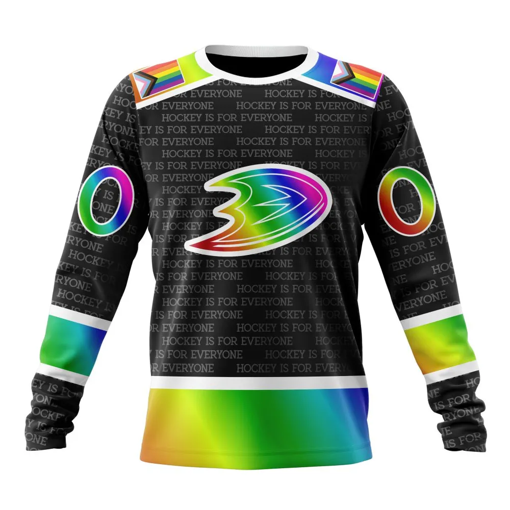 NHL Anaheim Ducks Special Pride Design Hockey Is For Everyone Long Sleeved Sweatshirt 