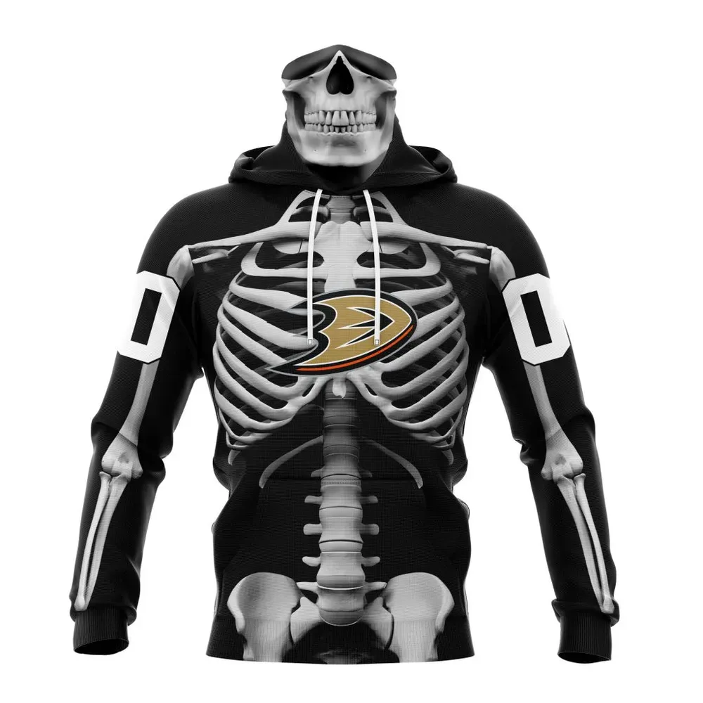 NHL Anaheim Ducks Special Skeleton Costume For Halloween St2301 Mask Hoodie