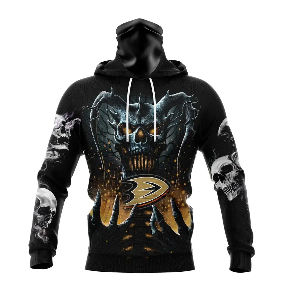 NHL Anaheim Ducks Special Skull Art Design St2301 Mask Hoodie