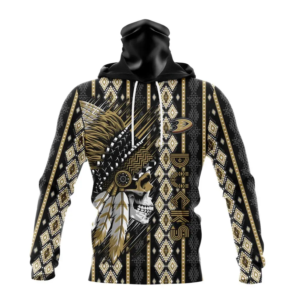 NHL Anaheim Ducks Special Skull Native Design St2301 Mask Hoodie