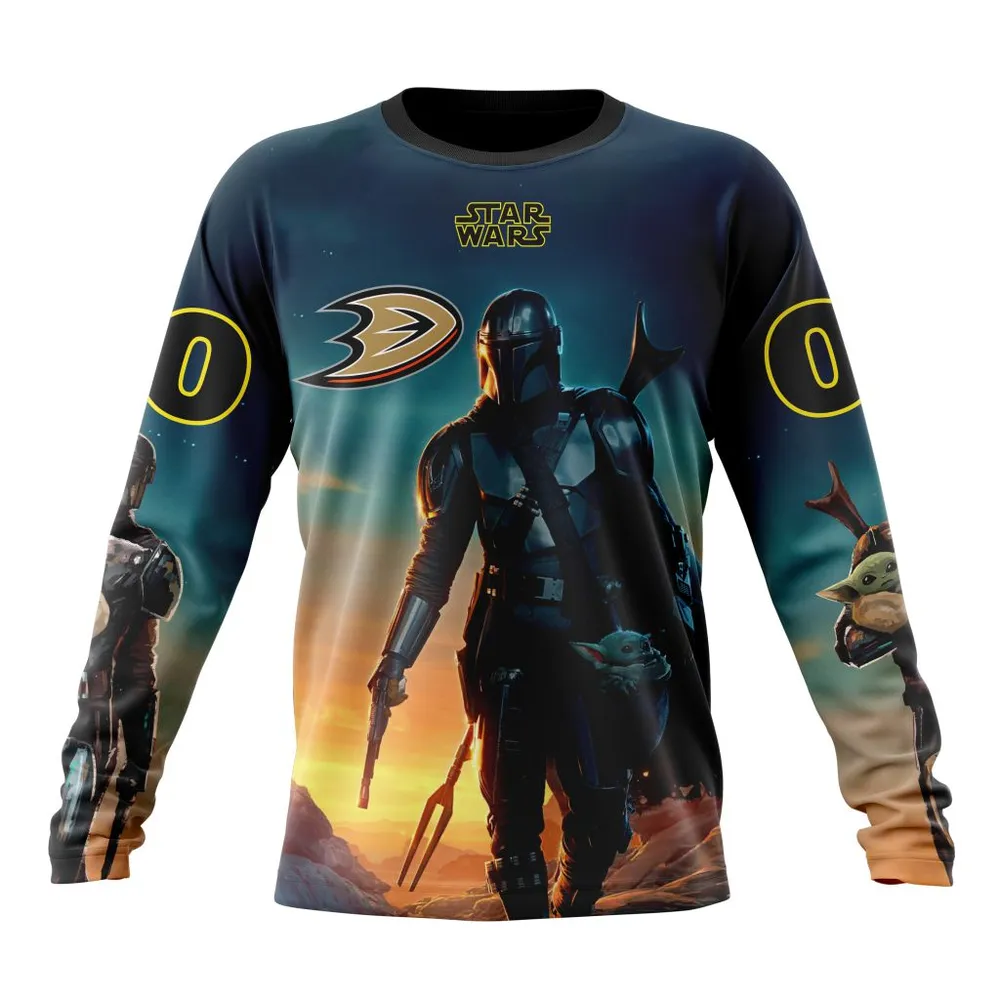 NHL Anaheim Ducks Special Star Wars The Mandalorian Design St2401 Long Sleeved Sweatshirt 