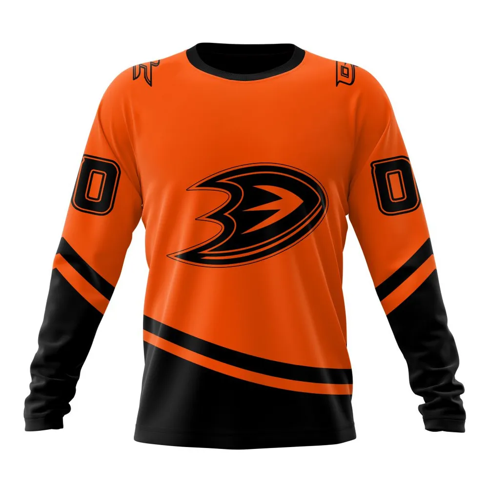 NHL Anaheim Ducks Special Two-Tone Design St2401 Long Sleeved Sweatshirt 