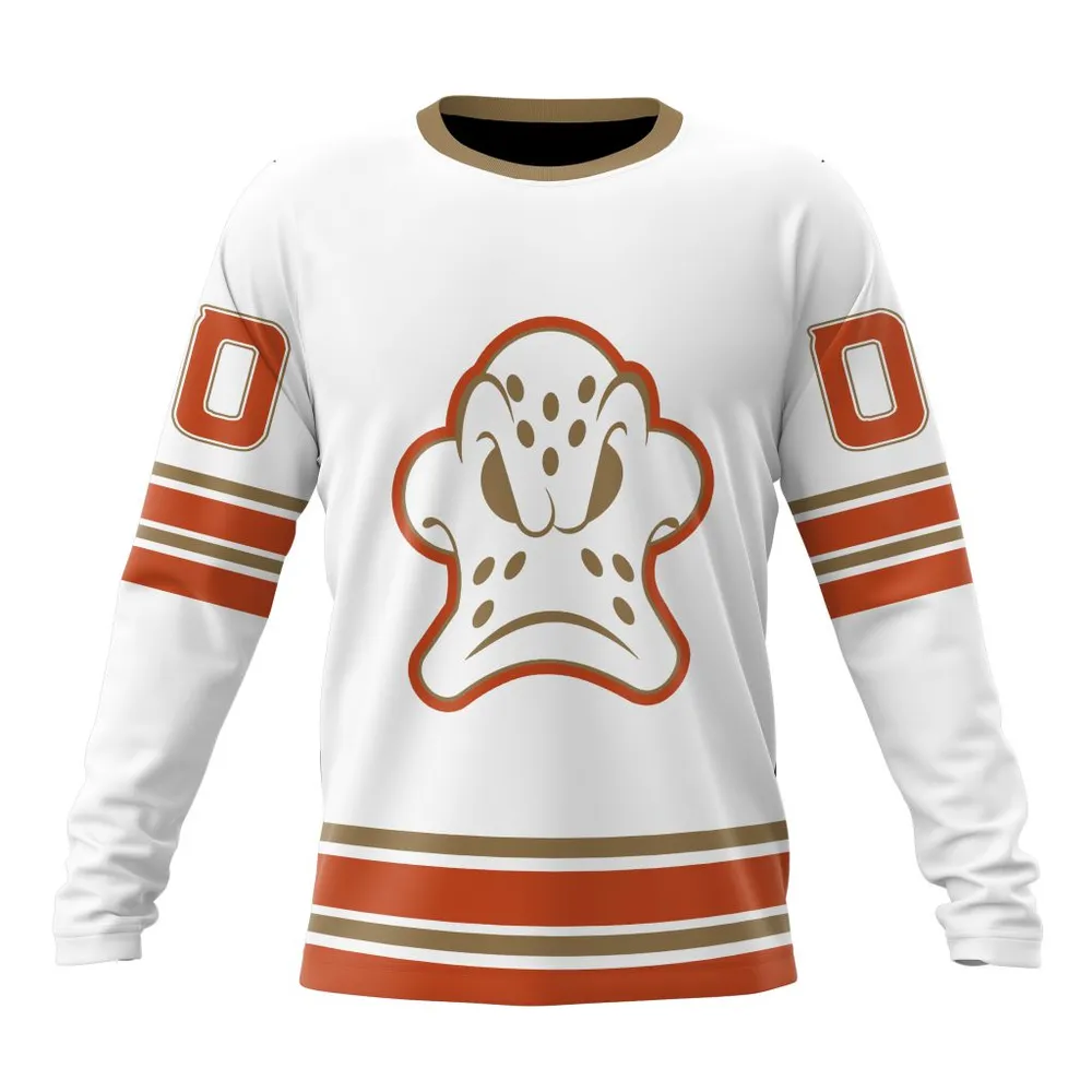 NHL Anaheim Ducks Special Whiteout Design St2401 Long Sleeved Sweatshirt 