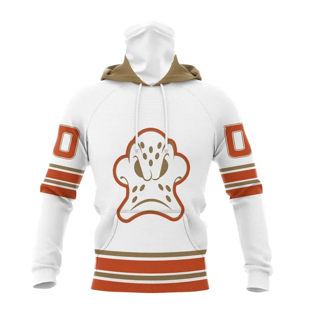 NHL Anaheim Ducks Special Whiteout Design St2401 Mask Hoodie