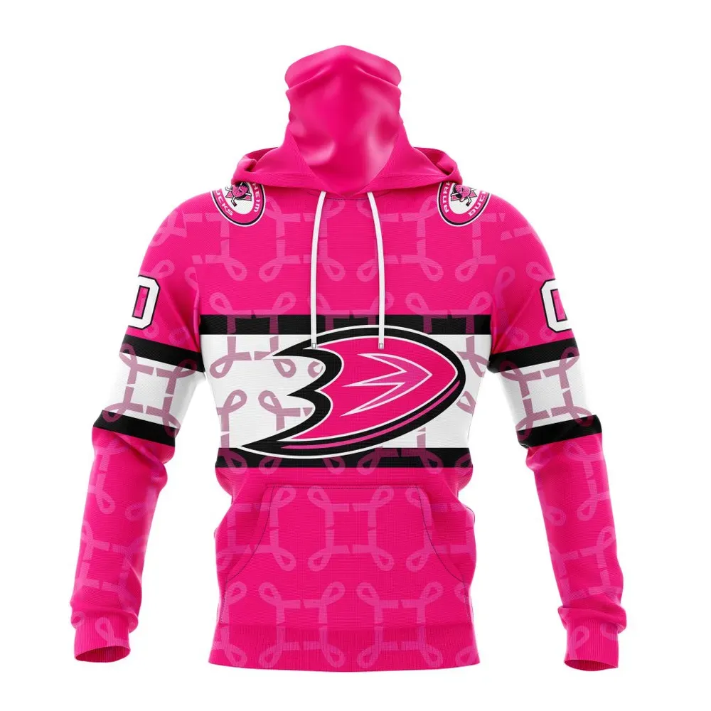 NHL Anaheim Ducks | Specialized Design I Pink I Can! In October We Wear Pink Breast Cancer Mask Hoodie