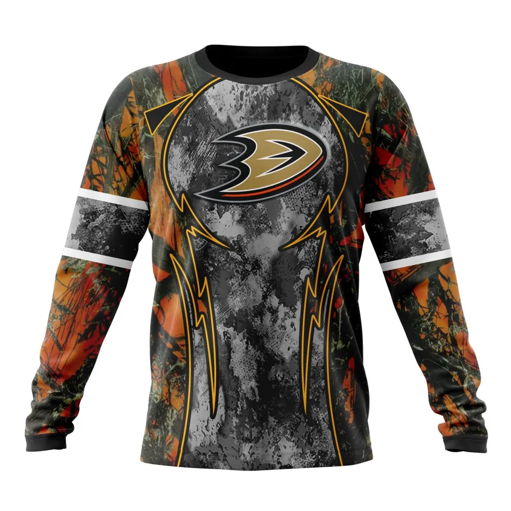 NHL Anaheim Ducks | Specialized Design Wih Camo Concepts For Hungting In Forest Long Sleeved Sweatshirt 